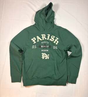 Parish Nation Health Wealth Wisdom Forest Green Pullover Hoodie Medium